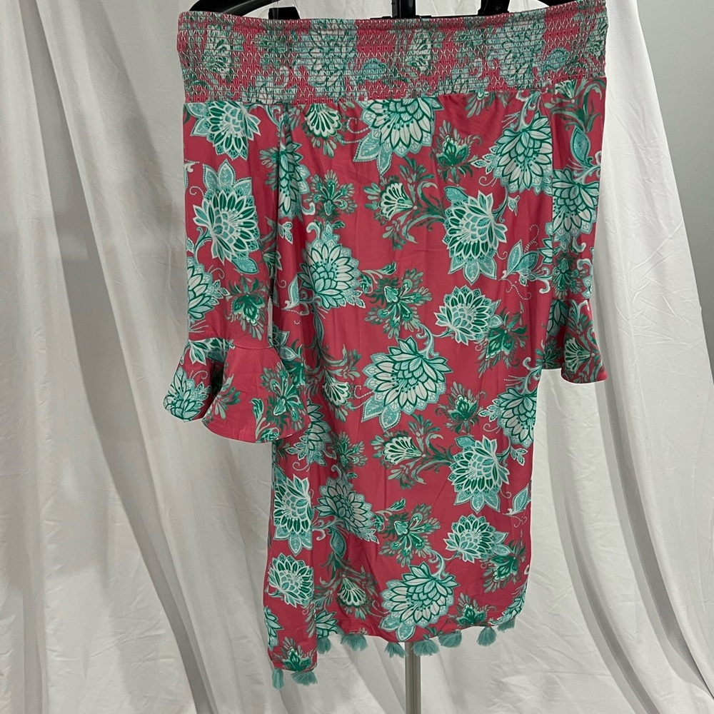 Cabana Life Pink and Green Floral Dress